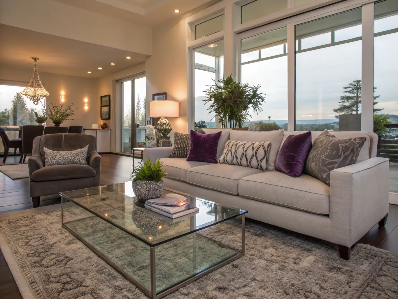 A brightly lit, modern living room featuring stylish decor items such as a minimalist vase, a patterned throw pillow, and a sleek coffee table book, showcasing a curated selection of home decor products available through MyFlexiCart's affiliate links.